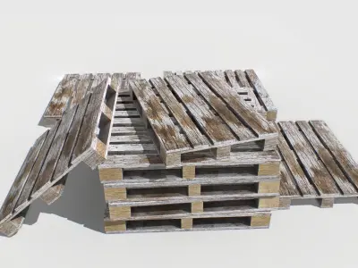 Industrial Wooden Pallet 7 Low-poly 3D model