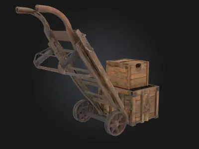 Handcart with Crates  Classic Load-Bearing Utility for Markets  3D model
