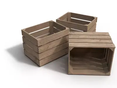 Wooden Crate 3D 3D model 3