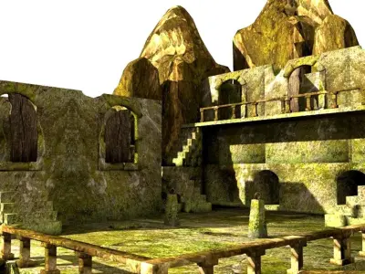 old abandoned prison dungeon island 3D model