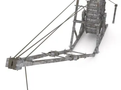 Old wooden crane 3D model