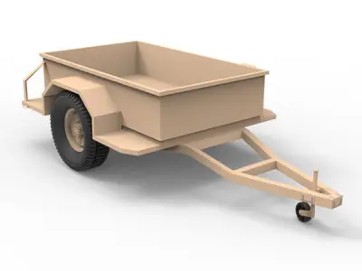 Military utility trailer Low-poly 3D model
