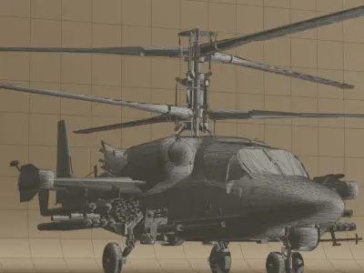 Russian Ka 52 attack helicopter  3D model