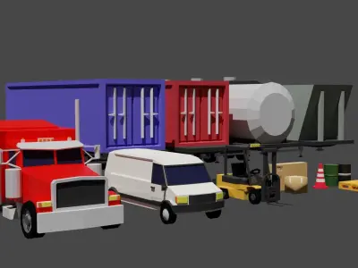 Low Poly warehouse equipment pack Low-poly 3D model