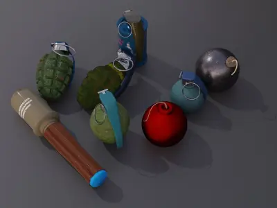 Granades Pack Free low-poly 3D model