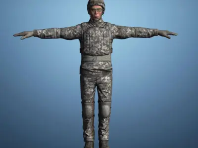 Military Soldier man Realistic Rigged Low-poly 3D model