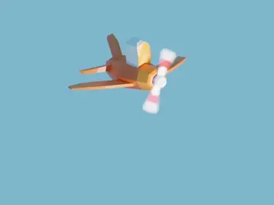 low poly cartoon plane Low-poly 3D model