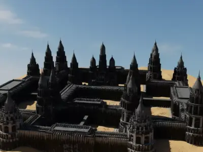 Medieval Black Castle Stronghold  Fantasy Fortress 3D Model Low-poly 3D model