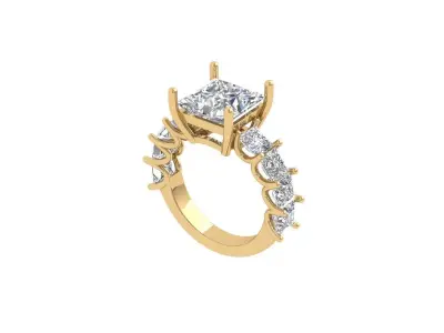 Princess Art Deco Ring 3D print model 14