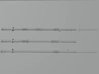 Realistic Japanese Spears and Pole Weapon Asset Bundle 3D model