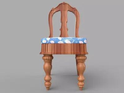 chair wooden with fabric 3D model