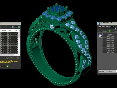 Gold Engagement Diamonds Ring 3D print model