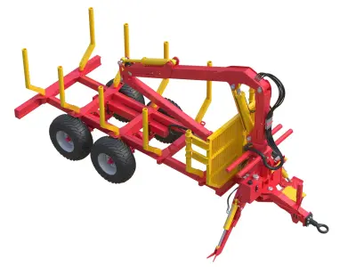 Xylotrail 11 Logging Forestry Trailer Low-poly 3D model