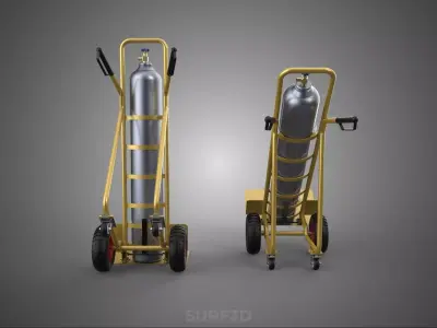 GAS BOTTLE CYLINDER TANK SET HAND TRUCK TROLLEY CART HANDTRUCK 4 3D model