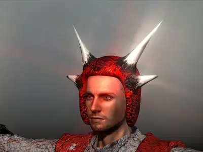 Red Imp Dragon Helmet Low-poly 3D model