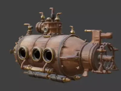 Steampunk Heavy Tactical Submarine 3D Model Low-poly 3D model