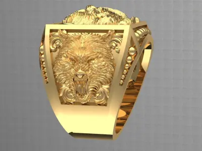 Wolf head ring mens womens 3D print model 3D print model