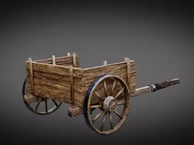 Dirty Medieval Wagon Low-poly 3D model