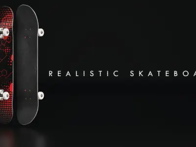 Realistic Rigged Skateboard - Rig for Cinema 4D Low-poly 3D model