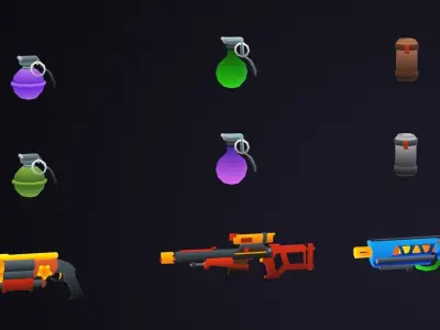 Low Poly Weapons Pack - 3D Game Kit Low-poly 3D model