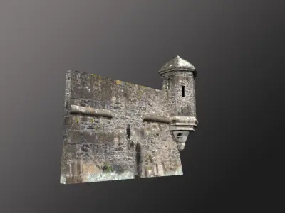 castle stone wall Low-poly 3D model