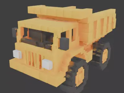 Voxel Construction Dump Truck 3D Model Low-poly 3D model