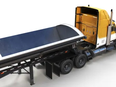 International LoneStar sidedump road train Low-poly 3D model