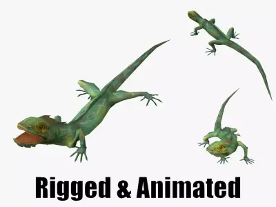 low-poly animated lizard Low-poly 3D model