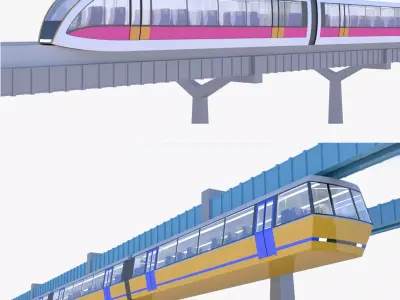 Elevated trains collection 2023 3D Model Pack