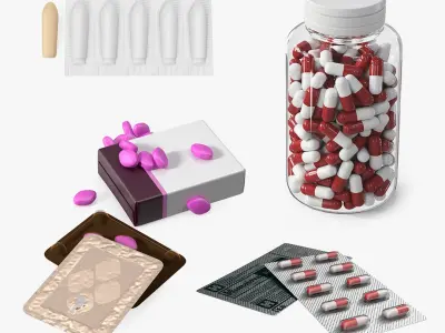 Pills Packs Collection 6 3D model