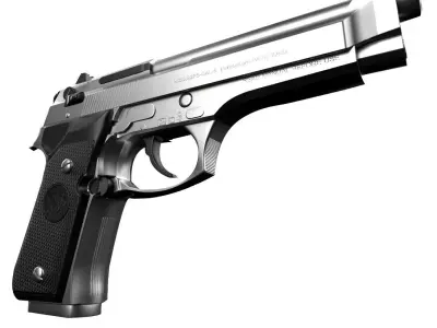 Beretta92fs two pistols side Low-poly 3D model