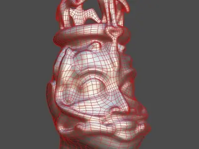 Osun Altar Head - Bronze Head and Cast Low-poly 3D model