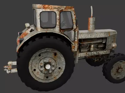 T-40 Tractor Low-Poly Rusted Low-poly 3D model