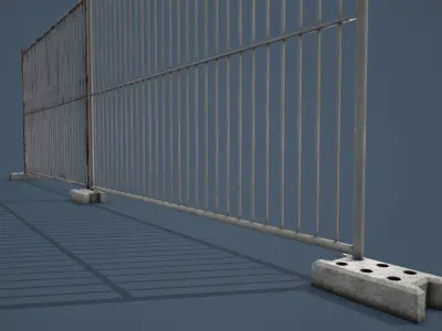 Portable Construction Fence PBR Low-poly 3D model