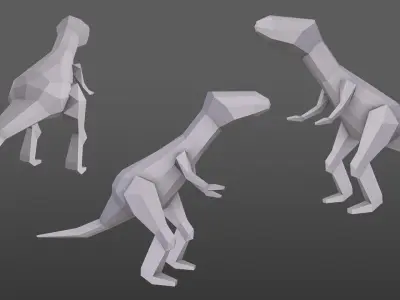 low Poly dino two dinosaurs Low-poly 3D model