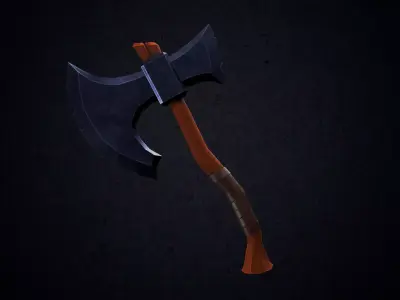 Styized Battle Axe - Game Ready PBR Low Poly Model Free low-poly 3D model