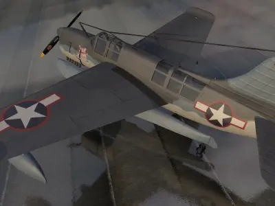 Curtiss SO3C-1 Seamew Low-poly 3D model