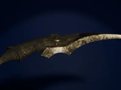 Engraved fantasy dagger Free low-poly 3D model