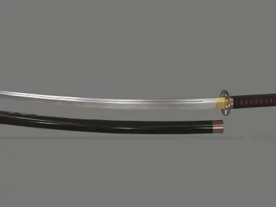 PBR Katana Japanese Sword Low-poly 3D model