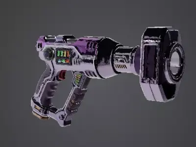 Sci-Fi Retro-Futuristic Plasma Pistol Low-poly 3D model