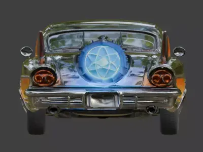 Atompunk Retro Futuristic Atomic Car 3D Model Low-poly 3D model purchase