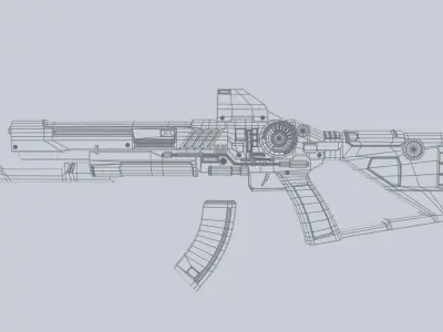 Scifi military gun Low-poly 3D model