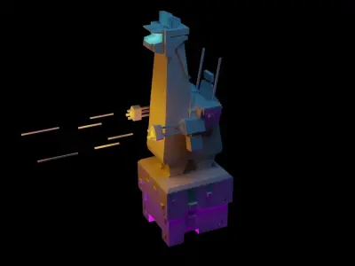 Futuristic Cartoon War-Llama Low-poly 3D model