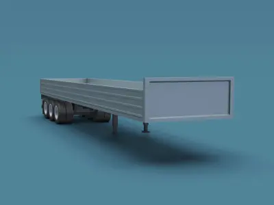 Cartoon Stylized  Semi Trailer Low-poly 3D model