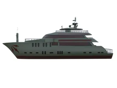 Luxury Motor Yacht Modern Stealth Vessel PBR Low-poly 3D model