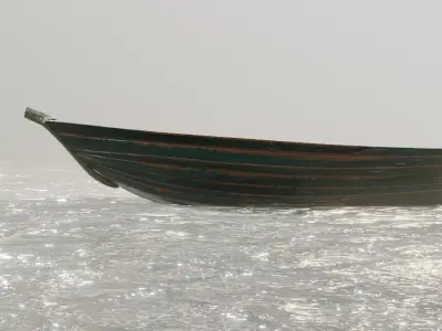 wooden boat Low-poly 3D model
