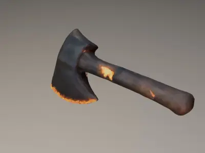Curtision Glowing Volcanic Forged Axe - Low Poly HQ Game Asset Low-poly 3D model