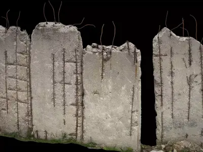 concrete slabs fence industrial wall photogrammetry Low-poly 3D model