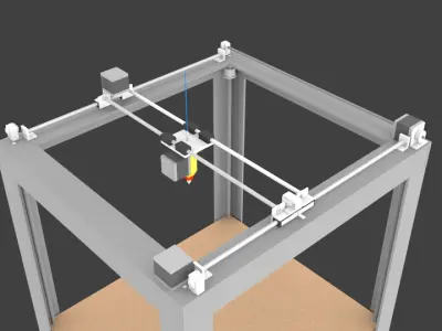 Animated 3D printer 3D model