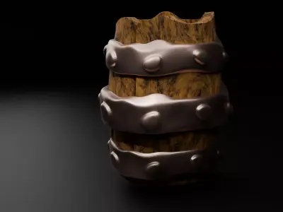 High poly Wooden Barrel 3D model